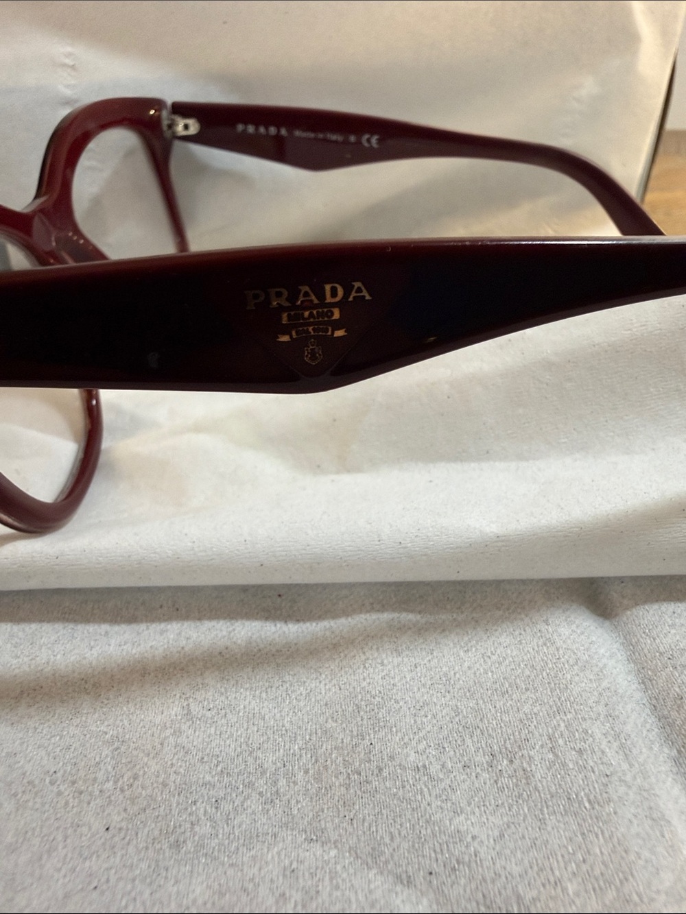 Prada Burgundy Cat-Eye Women's Glasses - Picture 3 of 4